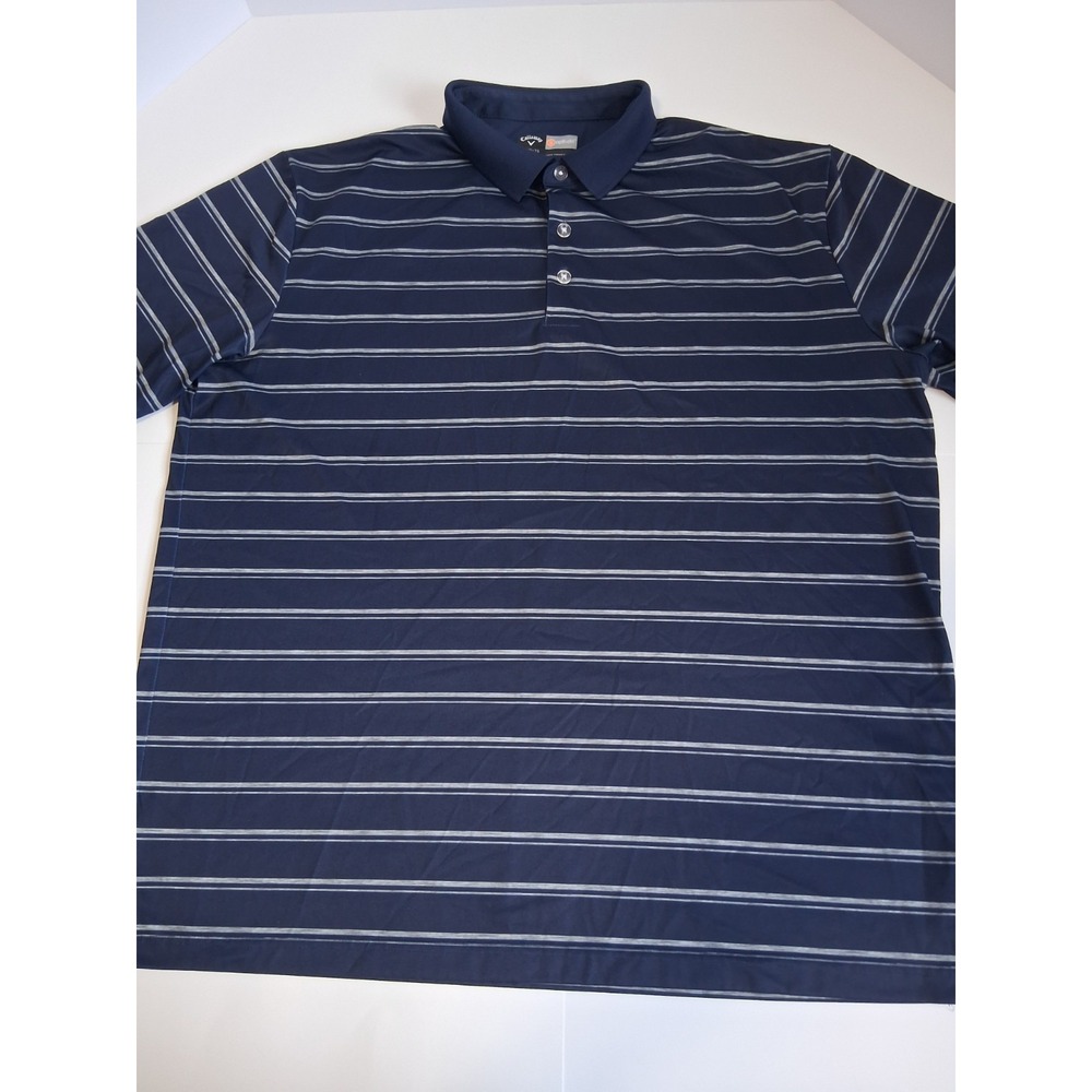 Callaway Opti-Dri Golf Polo Shirt Mens Extra Large Blue Striped Short Sleeve